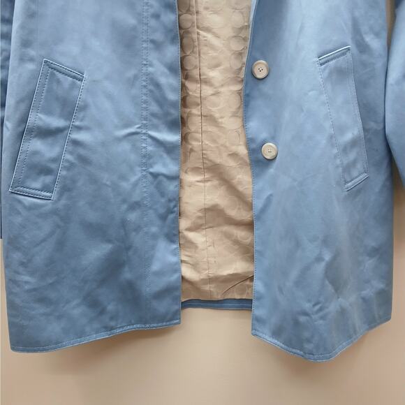 Coach Button Front Car Walking Coat Trench Outerwear Light Blue Size Small - Picture 8 of 9